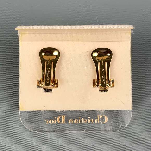 Vintage 80's CHRISTIAN DIOR Gold Woven Metal Earrings - Picture 2 of 4